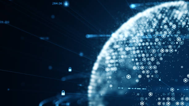 istock Cyber security and global communication concept. Analysis of information. Technology data binary code network conveying connectivity, Data and information protection protocol. 1153343136