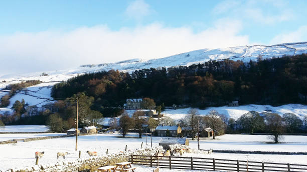 istock White snow, sunshine, blue sky with white clouds beautiful view in the morning 1153344471