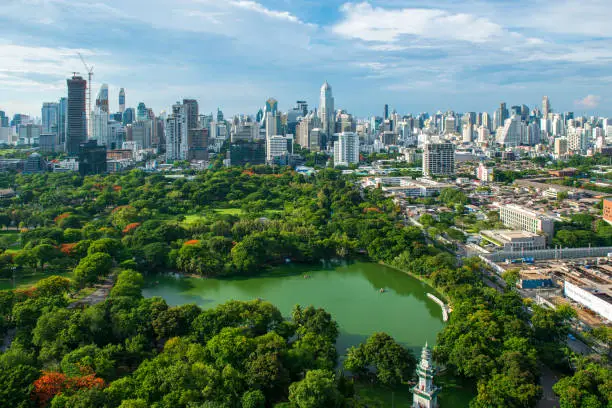Cityscape of Bangkok. Lumpini Park , Thailand