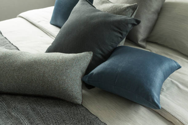 istock Blue and gray cushion in master bedroom 1153345577