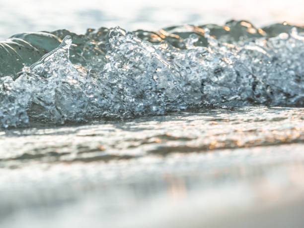 istock close-up motion beautiful sea wave on beach while the sunset. subject is blurred 1153347570