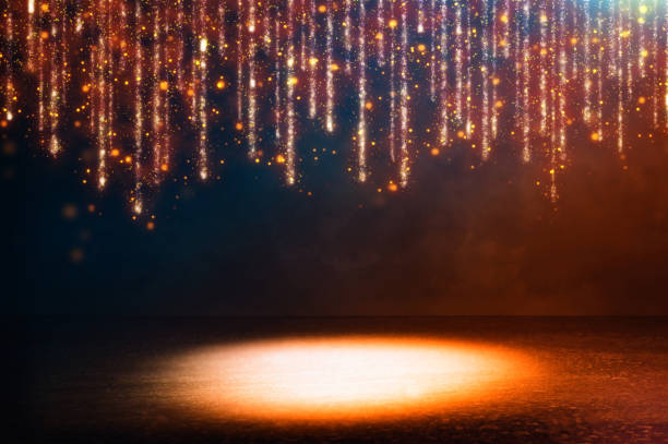 istock abstract dark concentrate floor scene with mist or fog, spotlight, glitter light bokeh for display 1153349414