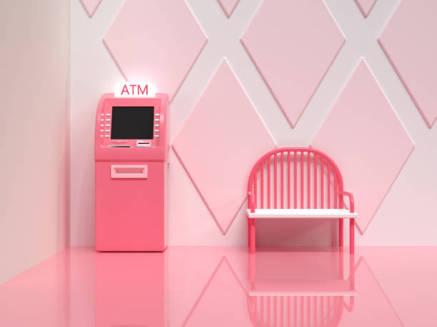 istock pink ATM machine business technology concept 3d render abstract cartoon style 1153351947