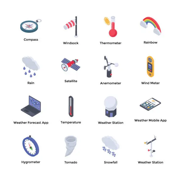 Vector illustration of Weather Forecaster Icons