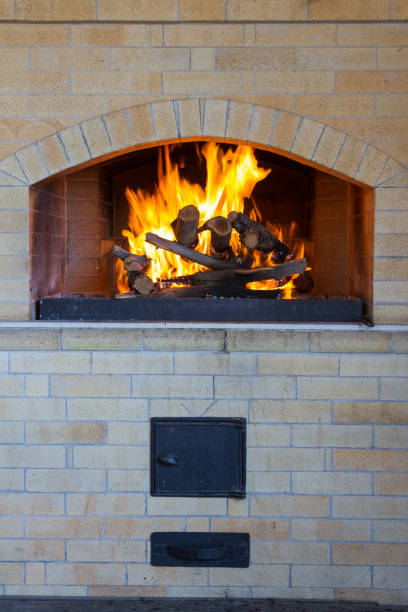 istock beautiful fire in the fireplace 1153355262
