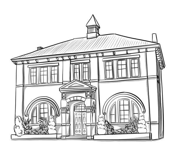 Vector illustration of Heritage School Building