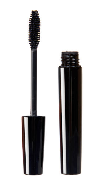 istock Black mascara, eye makeup brush. Isolated background 1153357801