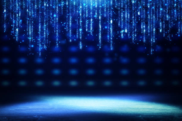 istock abstract dark concentrate floor scene with mist or fog, spotlight, glitter light bokeh for display 1153358477