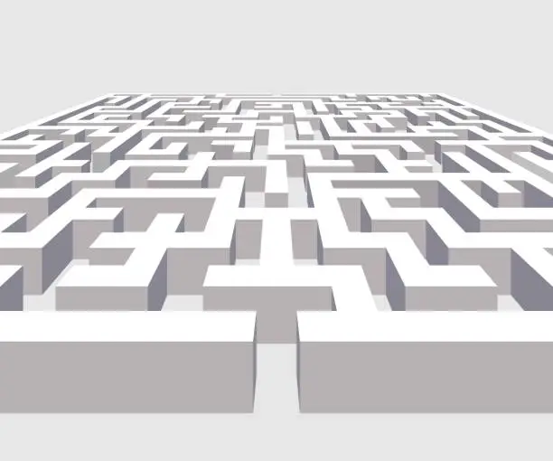 Vector illustration of 3D Labyrinth or maze vector illustration.