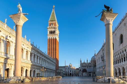San Marco square at sunrise in Venice, Italy,