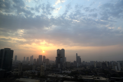 City scape with high rise buildings of India's financial capital, Mumbai, Maharashtra, India.