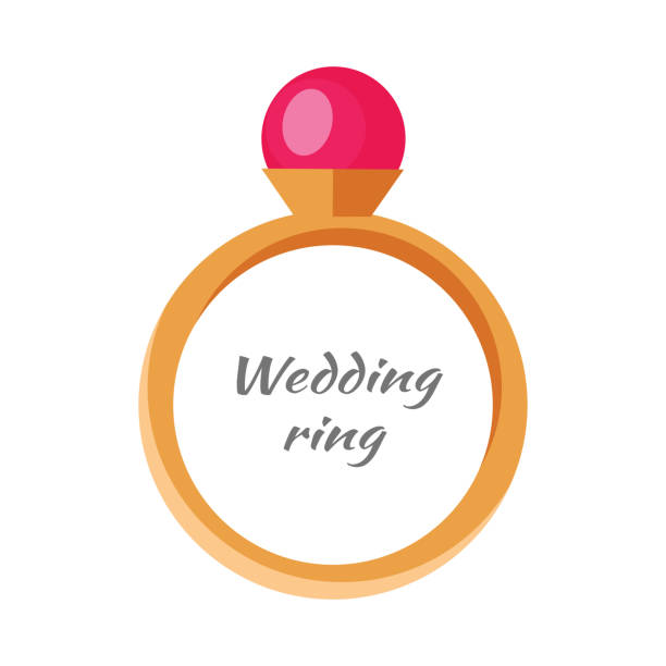 piękna obrączka z czerwonym kamieniem szlachetnym - wedding ring elegance gold jewelry stock illustrations