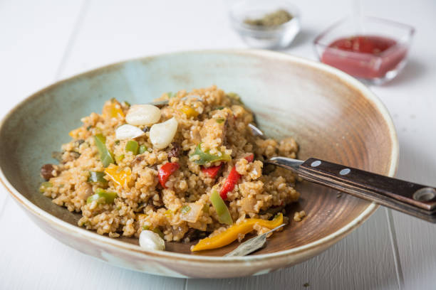 istock Pilaf Bulgur with vegetables and spices 1153374399