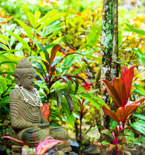 View of a buddhist statue, Bora Bora, French Polynesia. With selective focus