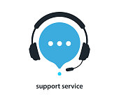 istock Support service with headphones. Customer Support Icon. Consultation, telemarketing, consultant, secretary 1153375994