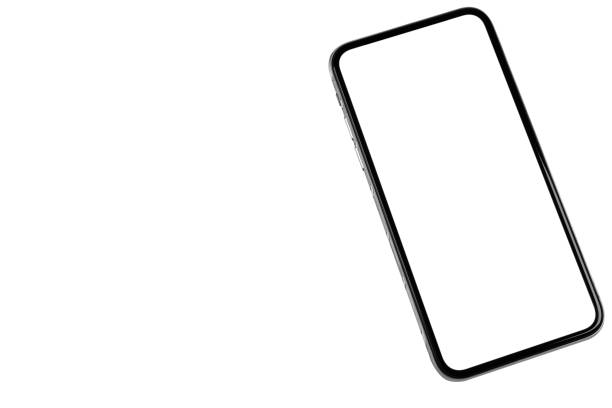 istock Smartphone with blank screen mock up. Smartphone isolated screen. Mobile phone white screen with copy space isolated on white background. Empty space for text. Isolated white screen 1153376206
