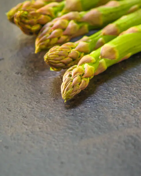 Photo of Asparagus (fresh, organic vegetables) harvest. food background. top