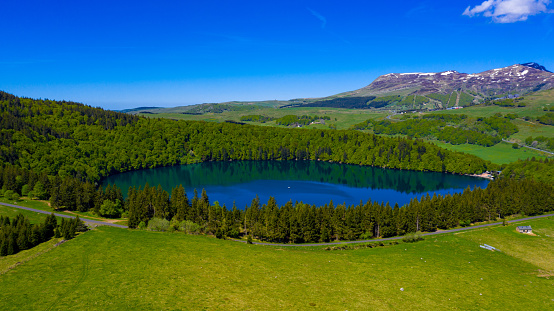 lac pavin and forest- lake pavin auvergne in france