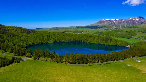 Photo of lac pavin and forest- lake pavin auvergne in france