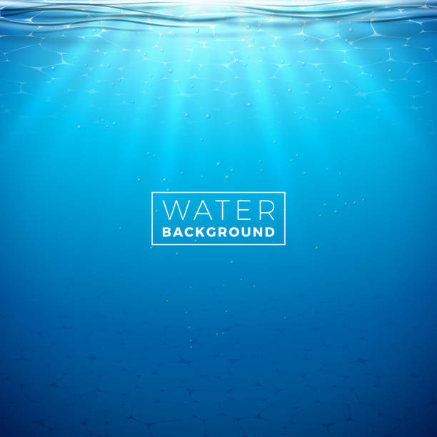 Vector underwater blue ocean background design template. Summer illustration with deep sea scene for banner, flyer, invitation, brochure, poster or greeting card. Vector underwater blue ocean background design template. Summer illustration with deep sea scene for banner, flyer, invitation, brochure, poster or greeting card holiday vacations party mirrored pattern stock illustrations