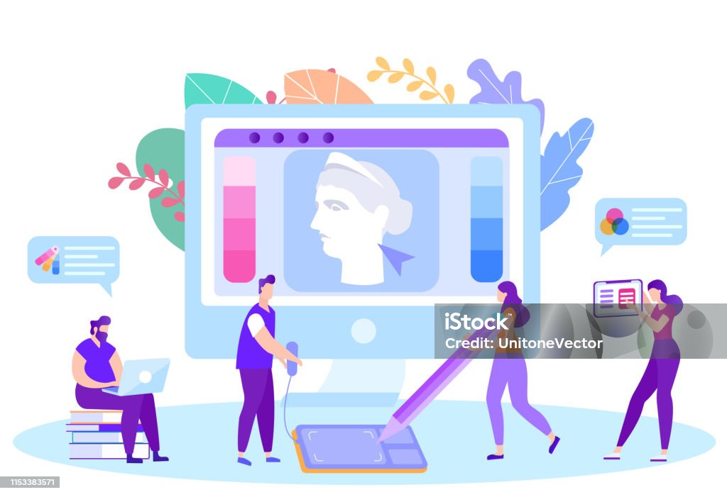 Live Learning Draw Learning Draw On Graphics Tablet Elearning Stock Illustration ...