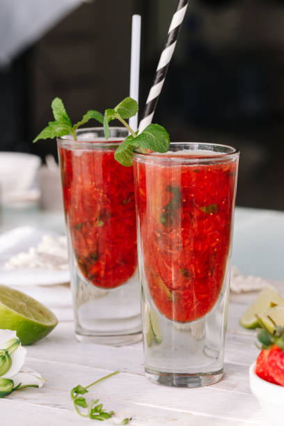 istock homemade strawberry lemonade with mint and lime 1153384390