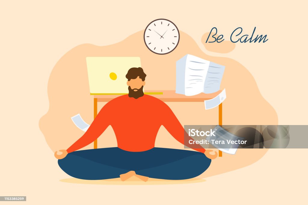 Cartoon Man Be Calm Meditate Office Stress Relief Stock Illustration - Download Image Now - Anxiety, Yoga, Stock Market and Exchange - iStock Cartoon Man Be Calm Meditate Office Stress Relief Stock Illustration - Download Image Now - Anxiety, Yoga, Stock Market and Exchange - iStock