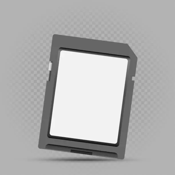 Vector illustration of black memory card on gray background