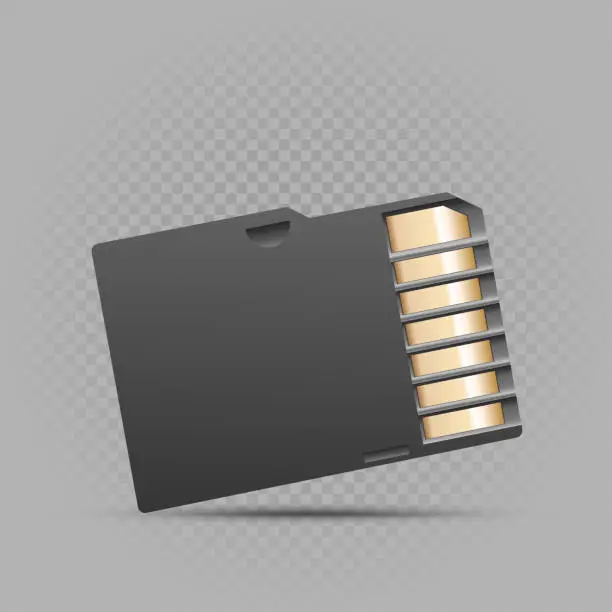 Vector illustration of mini memory card on gray background
