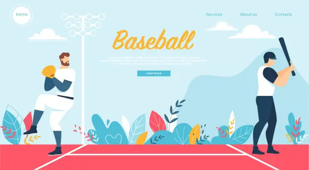 Vector illustration of Baseball at Championship Competition, Sport Game