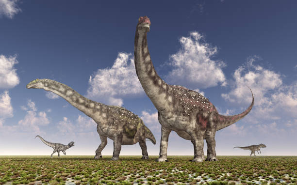 istock Dinosaur Diamantinasaurus in a landscape 1153394661