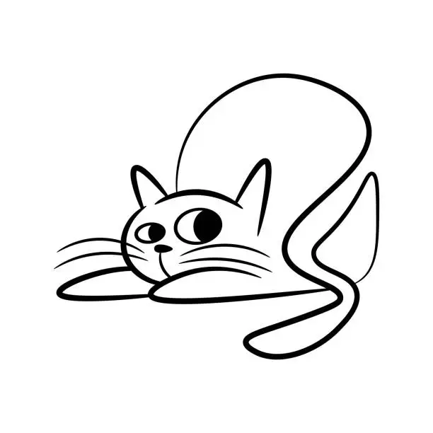 Vector illustration of Cute cat drawing