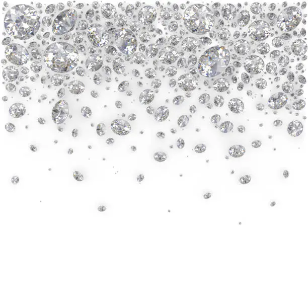 Photo of placer diamonds on a white background