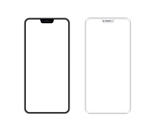 White and Black Smartphone with Blank Screen. Mobile Phone Template. Copy Space White and Black Smartphone with Blank Screen. Mobile Phone Template. Copy Space blank screen stock pictures, royalty-free photos & images