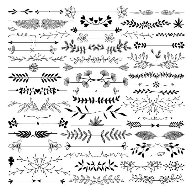 hand drawn trennwände - decorative lines stock-grafiken, -clipart, -cartoons und -symbole