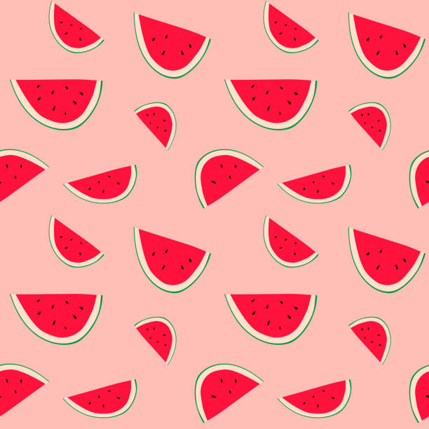 illustrazioni stock, clip art, cartoni animati e icone di tendenza di illustrazione del motivo dell'anguria senza cuciture, sfondo rosa - watermelon melon fruit juice