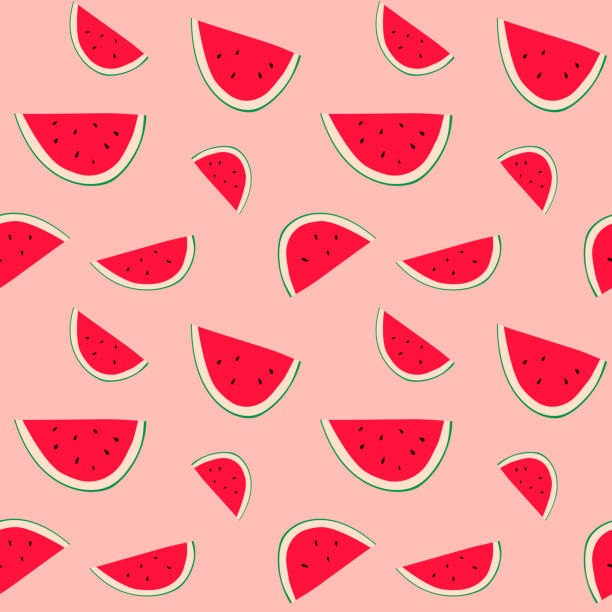 ilustrações de stock, clip art, desenhos animados e ícones de seamless watermelon pattern illustration, pink background - watermelon melon fruit juice