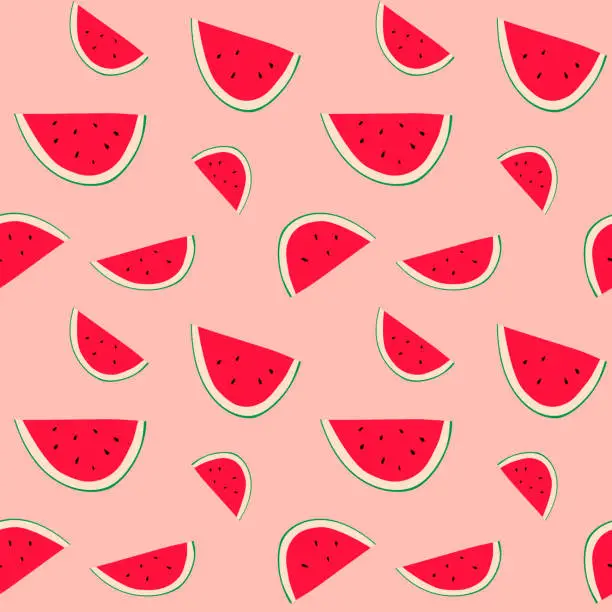 Vector illustration of Seamless watermelon pattern illustration, pink background