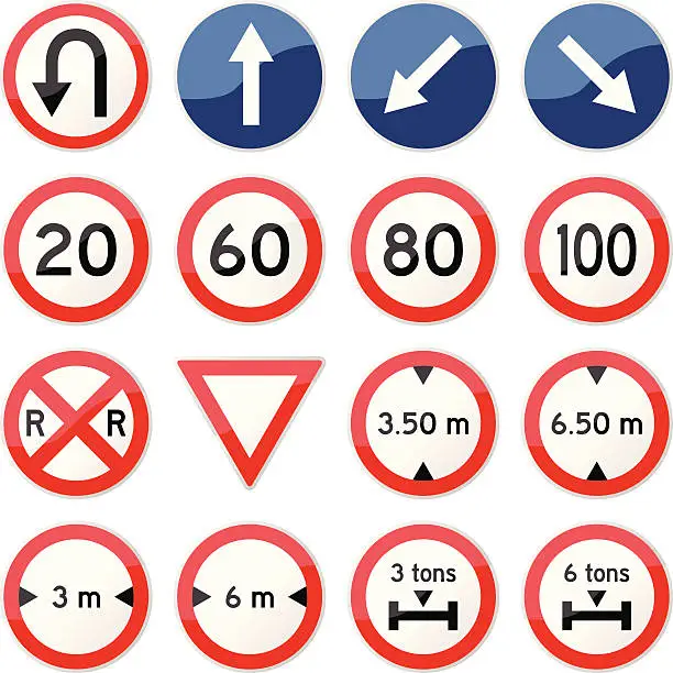 Vector illustration of Road Sign Glossy Vector (Set 7 of 8)