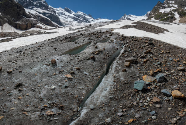 mountain slopes with snow and ice, Alibek Glacier