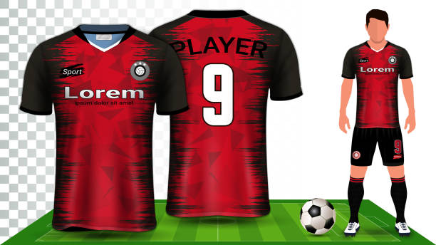 football jersey and football kit präsentation mockup template, front and back view including sportswear uniform, shorts and socks and it is fully customization isolation isolation isolation isolation isolation isolation isolation isolation isolation ated  - soccer uniform stock-grafiken, -clipart, -cartoons und -symbole