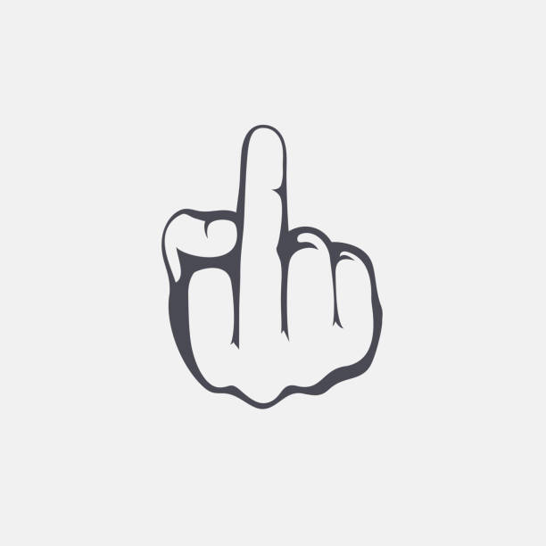 The middle finger hand drawn sign. Vector illustration of fuck you sign. The middle finger hand drawn sign. Vector illustration of fuck you sign. obscene gesture stock illustrations