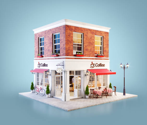 istock Unusual 3d illustration of a cozy cafe 1153410786