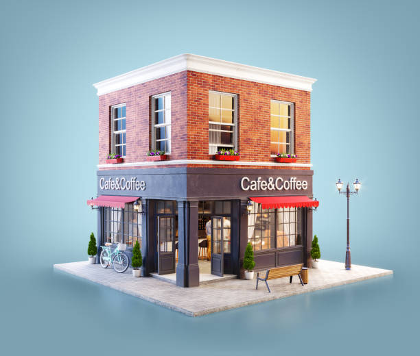 istock Unusual 3d illustration of a cozy cafe 1153410795