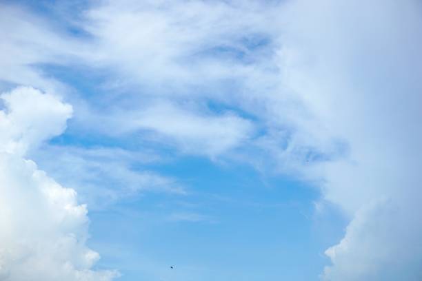 istock Sky clouds theme, closed up variant shape of white clouds on bright blue sky. 1153412509