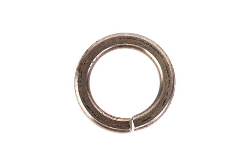 Steel washer on a white background.