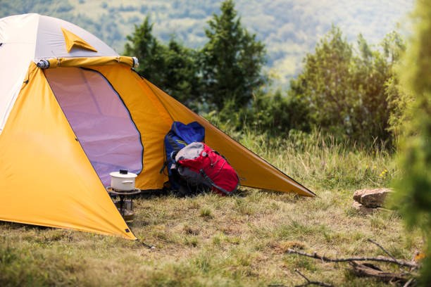 istock Camping tent on the top of mountain 1153417721