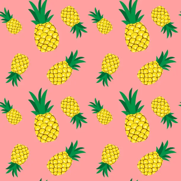 Vector illustration of Seamless pineapple pattern illustration, pink background