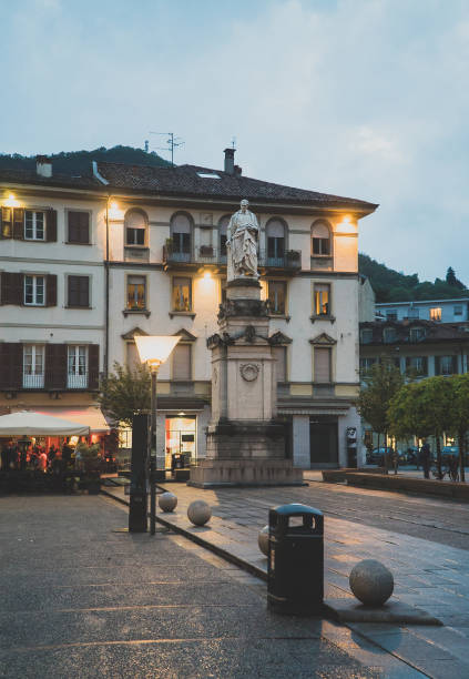 istock Alessandro Volta Statue in Como town at evening. 1153419732
