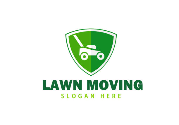 lawnmower icon lawnmower logo, lawn moving and lawn care service logo , cutting grass company logo vector mower blade stock illustrations